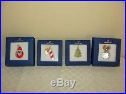 SWAROVSKI Crystal SIGNED Santa Candy Cane Reindeer Christmas Tree ornament set