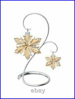 SWAROVSKI SCS 2014 GOLD STAR CHRISTMAS LARGE AND SMALL ORNAMENT SET WithHANGER