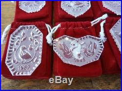 Set of 12 Waterford Crystal 12 Days of Christmas Ornaments incl. 1982