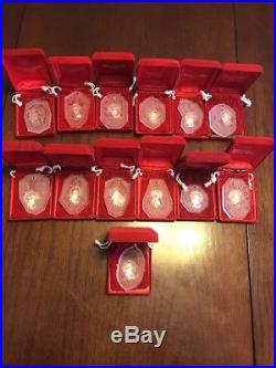 Set of 12 Waterford Crystal 12 Days of Christmas Ornaments incl. 1982 Lot Of 13
