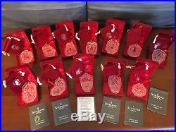 Set of 12 Waterford Crystal ANNUAL ORNAMENTS 12 Days of Christmas with Boxes