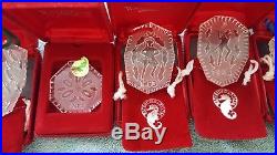 Set of 9 Waterford Crystal 12 Days of Christmas Ornaments. 1985 to 1994