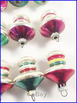 Shiny Brite Glass Xmas Ornaments Stripes Mica Top Shaped Atomic Mecury