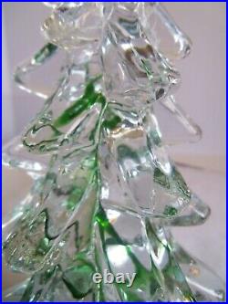 Silvestri Clear Crystal Art Glass Christmas Village Pine Tree Vintage green