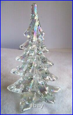 Silvestri Clear Opalescent Crystal Art Glass Christmas Village Pine Tree Vintag