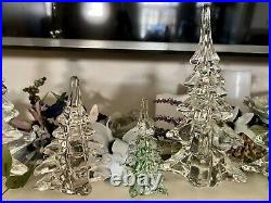 Silvestri Set Of 5 Beauties Crystal Art Glass Christmas Trees Large & Small