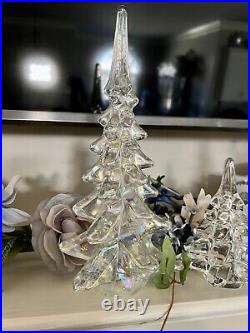 Silvestri Set Of 5 Beauties Crystal Art Glass Christmas Trees Large & Small