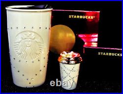 Starbucks NEW 2015 SWAROVSKI Crystals TUMBLER + ORNAMENT + Red Shiny GIFT BOXES