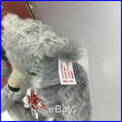 Steiff X Swarovski Poinsettia Ornament Christmas Bear Crystal in Ear EAN 681103