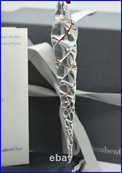 Steuben Fine Crystal Candy Cane Icicle Christmas Ornament NOS Very Rare