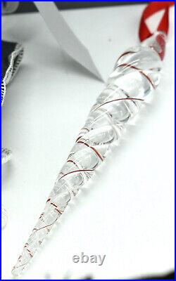 Steuben Fine Crystal Candy Cane Icicle Christmas Ornament NOS Very Rare