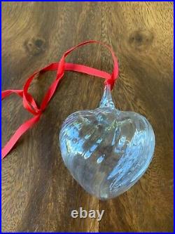 Steuben Heart Glass Crystal Christmas Ornament with Box & Pouch