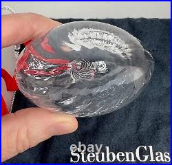 Steuben Puffy Heart Christmas Crystal Ornament 88655