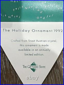 Swarovski 1992 Christmas Crystal Ornament RETIRED, US version w COA, Super Rare