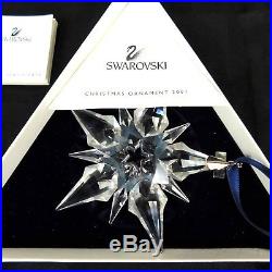Swarovski 2001 Christmas Ornament Crystal Star Snowflake Original Boxes Document