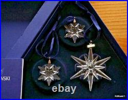 Swarovski 2005 A. E. Christmas 3 Star Snowflake Set Ornament 842602, Boxed, Cert