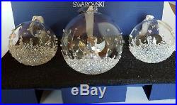 Swarovski 2015 A. E. Christmas Ball Ornament Set. 1x Large 2 x Small Ball Ornament