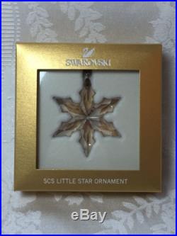 Swarovski 2015 SCS GOLD ANNUAL LITTLE CHRISTMAS ORNAMENT 5135931 X-MAS CRYSTAL