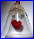 Swarovski Bell with Gold Crystals & Red Heart Christmas Ornament with Charm 3 3/4