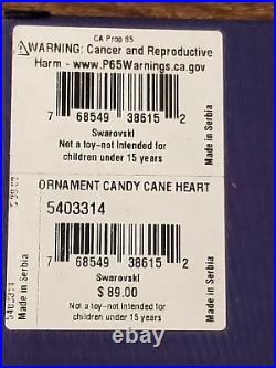 Swarovski Candy Cane Heart Ornament Christmas #5403314 NEW