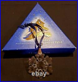 Swarovski Crystal 1994 Annual Snowflake Christmas Ornament with Original Box Mint