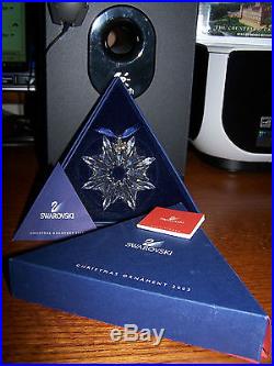 Swarovski Crystal 2003 Snowflake Star Christmas Holiday Ornament With Box Large