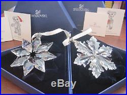 Swarovski Crystal 2013 and 2014 Annual Christmas LARGE STAR SNOWFLAKE Ornaments