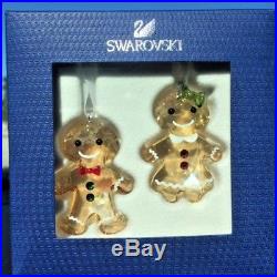 Swarovski Crystal 2018 Gingerbread Couple Christmas Ornament Set 5281766 NEW