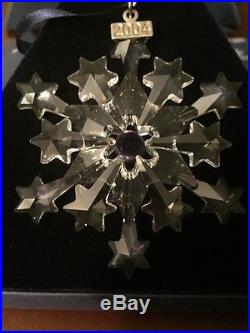 Swarovski Crystal Annual Christmas Ornament 2004 Snowflake Star Rockefeller Box