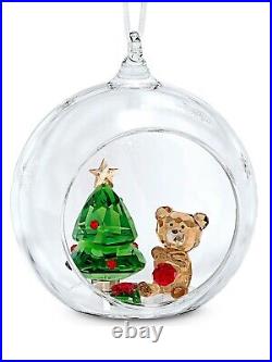 Swarovski Crystal Ball 2023 Christmas Scene Bear and Tree Ornament NIB Free Ship