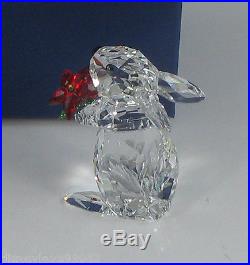Swarovski Crystal Bunny Rabbit Poinsettia Christmas # 1133620 Ornamental Figure