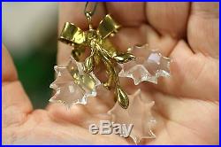 Swarovski Crystal Christmas Memories Ornament Holly with Gold Plated Ribbon