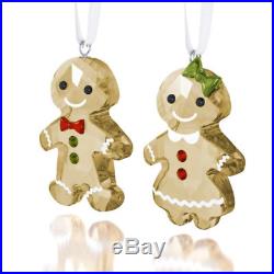 Swarovski Crystal Christmas Ornaments Set of 2 GINGERBREAD COUPLE -5281766 New