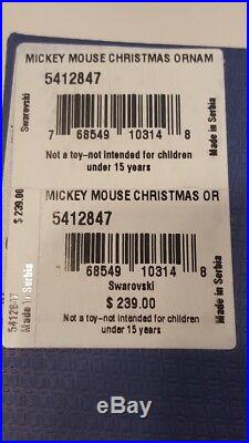 Swarovski Crystal Disney MICKEY MOUSE Christmas Ornament 5412847 NIB