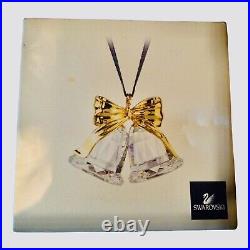 Swarovski Crystal Double Bell with Gold Bow Ornament Retired Collectable withBox