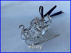 Swarovski Crystal Holiday Christmas Sleigh Ornament Rhodium Runners # 718995 NIB