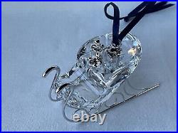 Swarovski Crystal Holiday Christmas Sleigh Ornament Rhodium Runners # 718995 NIB