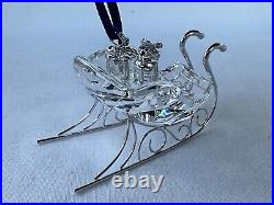 Swarovski Crystal Holiday Christmas Sleigh Ornament Rhodium Runners # 718995 NIB