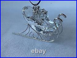 Swarovski Crystal Holiday Christmas Sleigh Ornament Rhodium Runners # 718995 NIB