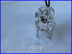 Swarovski Crystal Holiday Christmas Sleigh Ornament Rhodium Runners # 718995 NIB