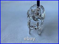 Swarovski Crystal Holiday Christmas Sleigh Ornament Rhodium Runners # 718995 NIB