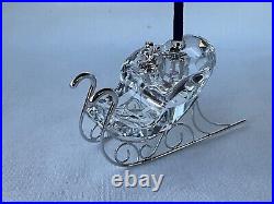 Swarovski Crystal Holiday Christmas Sleigh Ornament Rhodium Runners # 718995 NIB