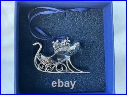 Swarovski Crystal Holiday Christmas Sleigh Ornament Rhodium Runners # 718995 NIB