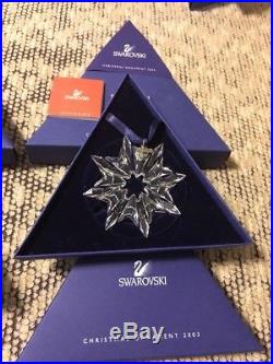 Swarovski Crystal Lot Pair Of 2002 2003 Christmas Ornaments 288802 622498 Boxes