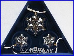Swarovski Crystal Ornament #1139999 Three Snowflakes Christmas Set 2012 NewithBox
