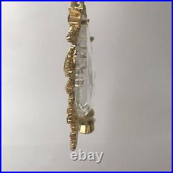 Swarovski Crystal Rare 1989 Holiday Etching Ornament Gold Tone Metal Dove