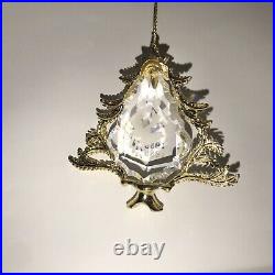 Swarovski Crystal Rare 1989 Holiday Etching Ornament Gold Tone Metal Dove