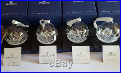Swarovski Crystal Set of 4 x Christmas Ball Ornaments, 2013 2014 2015 2016