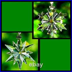Swarovski Crystal Snowflake Lg Ornament 2017 & 2018 Christmas Star Retired Set 2