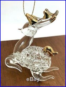 Swarovski Crystals Gold Tone Accent Santa's Reindeer Vintage Christmas Ornament